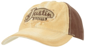 Justin Boots® Brown Distressed Frayed Logo Cap
