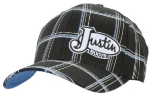 Justin Boots® Black Plaid Logo Flex Fit Cap
