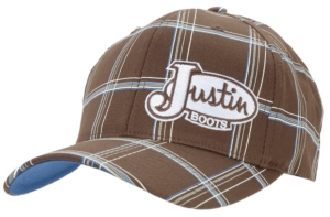 Justin Boots® Brown Plaid Logo Flex Fit Cap