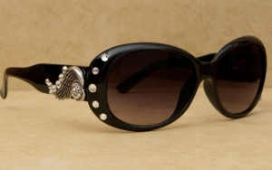 Blazin Roxx® Women's Black with Silver Wings and Clear Crystals Sunglasses