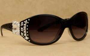Blazin Roxx® Women's Black Zebra with Silver Square Berry Concho and Clear Crystals Sunglasses