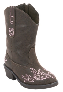 Roper® Infants Brown w/ Pink Winged Horseshoe Embroidery Western Fashion Boots