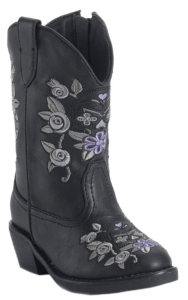 Roper® Infants Black w/ Purple & Grey Floral Embroidery Western Fashion Boots