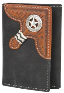 Justin® Black Distressed Tri-fold Wallet 1734401