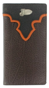 Justin® Brown Bullhide 2 Tone Wallet w/ Emblem