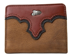 Justin® Copper Brown Bi-Fold Wallet with Flap and Metal Logo 17353216