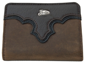 Justin® Grizzly Brown Bi-Fold Wallet with Flap and Metal Logo 1735344