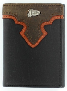Justin® Black Tri- Fold Bullhide Wallet w/ Emblem