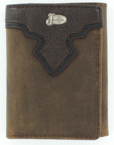 Justin® DistressedTri- Fold Wallet w/ Emblem