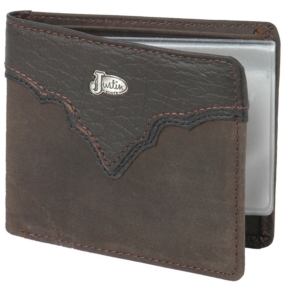 Justin® Crazy Horse Brown Bi-Fold Wallet w/ Emblem 1735544
