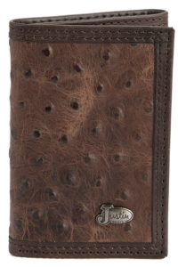 Justin® Brown Ostrich Print Tri-Fold Wallet 1753602