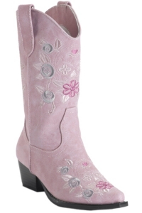 Roper® Rockstar™ Kids Pink w/ Floral Embroidery Pointed Toe Western Fashion Boots