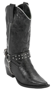 Roper® Rockstar™ Kids Black w/ Bling Harness Snip Toe Western Fashion Boots