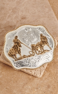 Montana Silversmiths® Medium Scallop Team Roping Buckle
