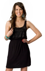 Rock & Roll Cowgirl® Women's Black Jersey Knit with Black Studs and Ruffles Sleeveless Tank Dress
