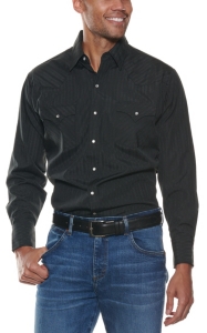 Ely & Walker L/S Tone-On-Tone Solid Black Shirt 20193489