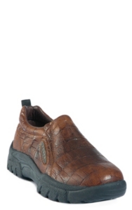 Roper® Men's Brown Embossed Crocodile Print Performance Sport Slip-On Shoes