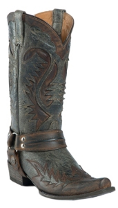 Stetson® Men's Distressed Brown w/ Black Wingtip Chip Toe Harness Western Boots