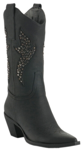 Roper® Ladies Black w/ Silver Studded Inlay Pointed Toe Western Fashion Boot