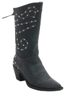 Roper® Rockstar™ Women's Black w/ Silver & Brass Studs Pointed Toe Western Fashion Boot