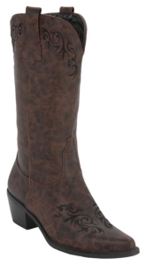 Roper® Women's Brown w/ Black Vine Embroidery Pointed Toe Western Fashion Boots