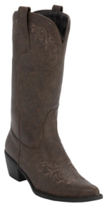 Roper® Women's Distressed Brown w/ Brown Vine Embroidery Pointed Toe Western Fashion Boots