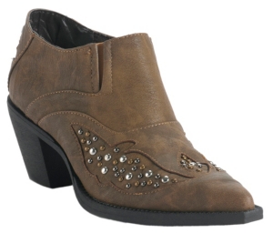 Roper® Rockstar™ Ladies Tan w/ Studded Inlay Snip Toe Shoe Boot