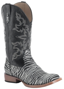 Roper® Ladies Silver & Black Glitter Zebra Square Toe Western Boots