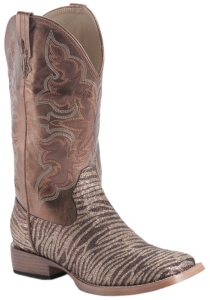 Roper® Ladies Bronze & Gold Glitter Zebra Square Toe Western Boots