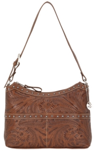American West® Ladies Heartland Collection Antique Brown Hand Tooled Leather Handbag