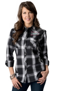 Cowgirl Hardware® Women's Black & White Plaid Untamed Heart Long Sleeve Western Shirt