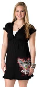 Cowgirl Hardware® Juniors Guns and Roses with Ruffles Short Sleeve Dress