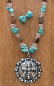M&F Western Products® Cross Concho Pendant & Stone Jewelry Set