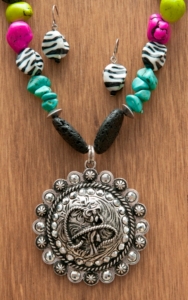M&F Western Products® Colored Stones with Zebra and Cowgirl Concho Jewelry Set
