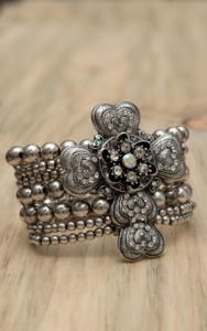 M&F Products® Silver Heart Cross Stretch Bracelet