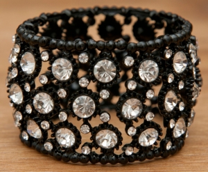 M&F Products® Black with Clear Crystals Stretch Bracelet
