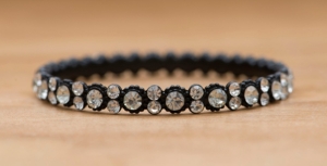 M&F Products® Black with Clear Crystals Bangle Bracelet