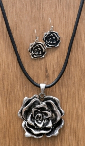 M&F Western Products® Silver Rose Necklace and Earrings Jewelry Set