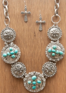 M&F Products® Silver Horse Concho Jewelry Set 29521M&F Products® Silver Cross & Turquoise Concho Jewelry Set 29523