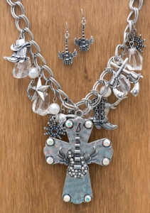 M&F Products® Cross w/ Guitar & Charms Jewelry Set