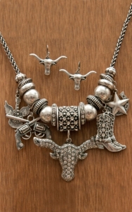 M&F Western Products® Silver Western Charms Necklace and Earrings Jewelry Set