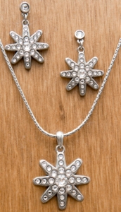 M&F Western Products® Silver Spur Rowel with Crystals Necklace and Earrings Jewelry Set
