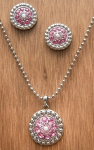 M&F Western Products® Silver w/ October Pink Stones Necklace and Earrings Jewelry Set 29635