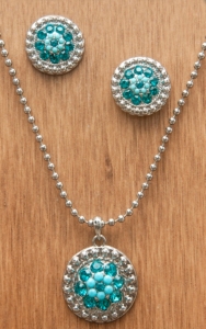 M&F Western Products® Silver w/ December Turquoise Stones Necklace and Earrings Jewelry Set 29639