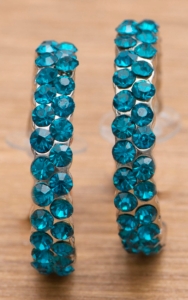 M&F Products® Turquoise Rhinestone Hoop Earrings