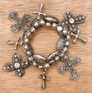 M&F Western Products® Silver with Cross Charms Stretch Bracelet