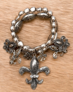M&F Western Products® Silver with Fleur de Lis Charms Stretch Bracelet