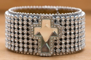 M&F Western Products® Clear Crystal Leather Snap Cross Bracelet