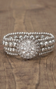 Lighting Ridge® Silver Beads w/ Rhinestone Concho Stretch Bracelet