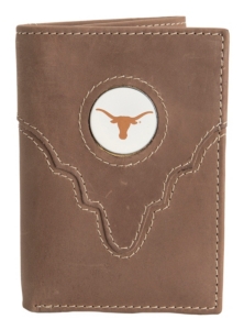 Danbury® Collegiate Collection™ Texas Longhorn Brown Tri-fold Wallet